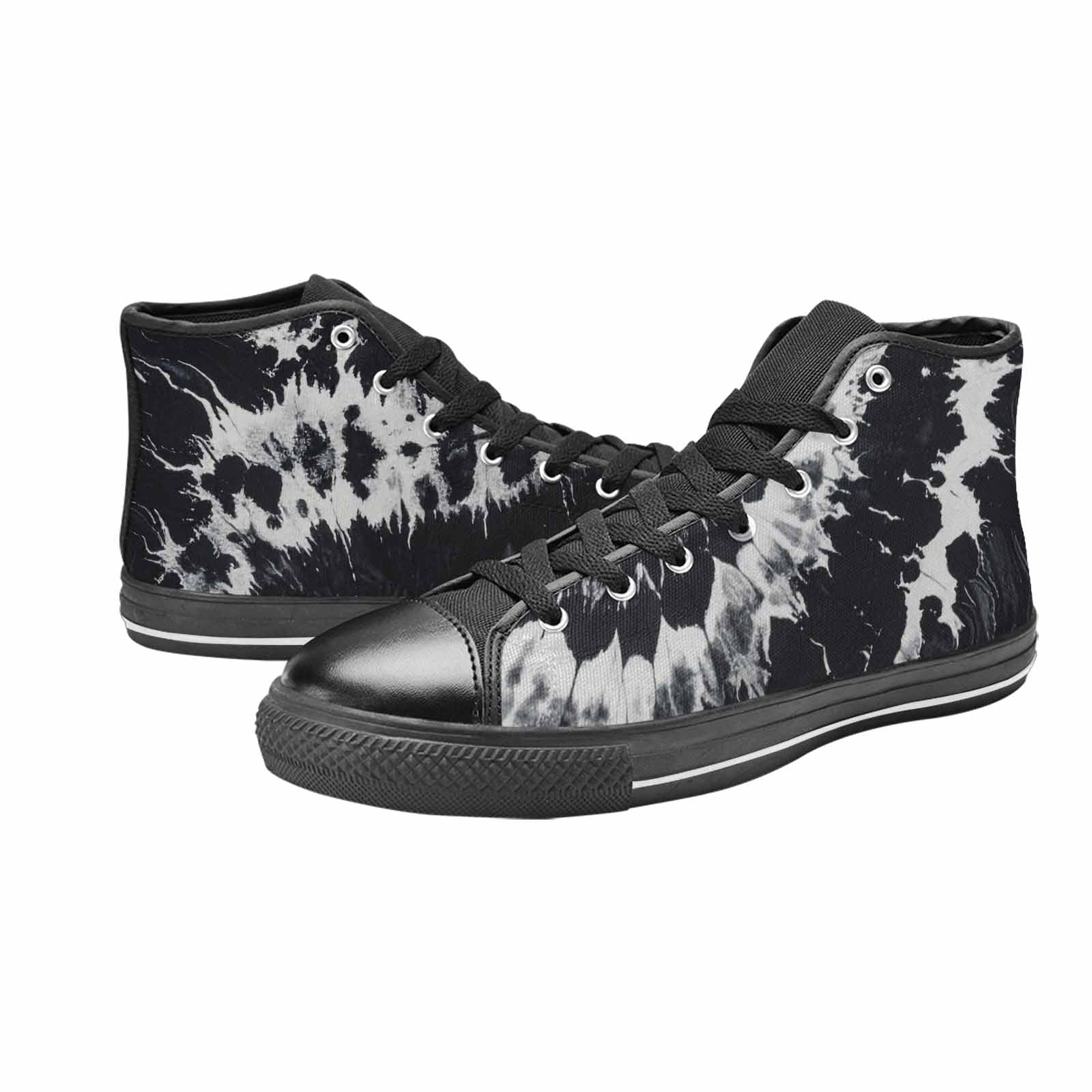 MEN'S Black White Animal Print High Top Canvas Surreal Sneakers