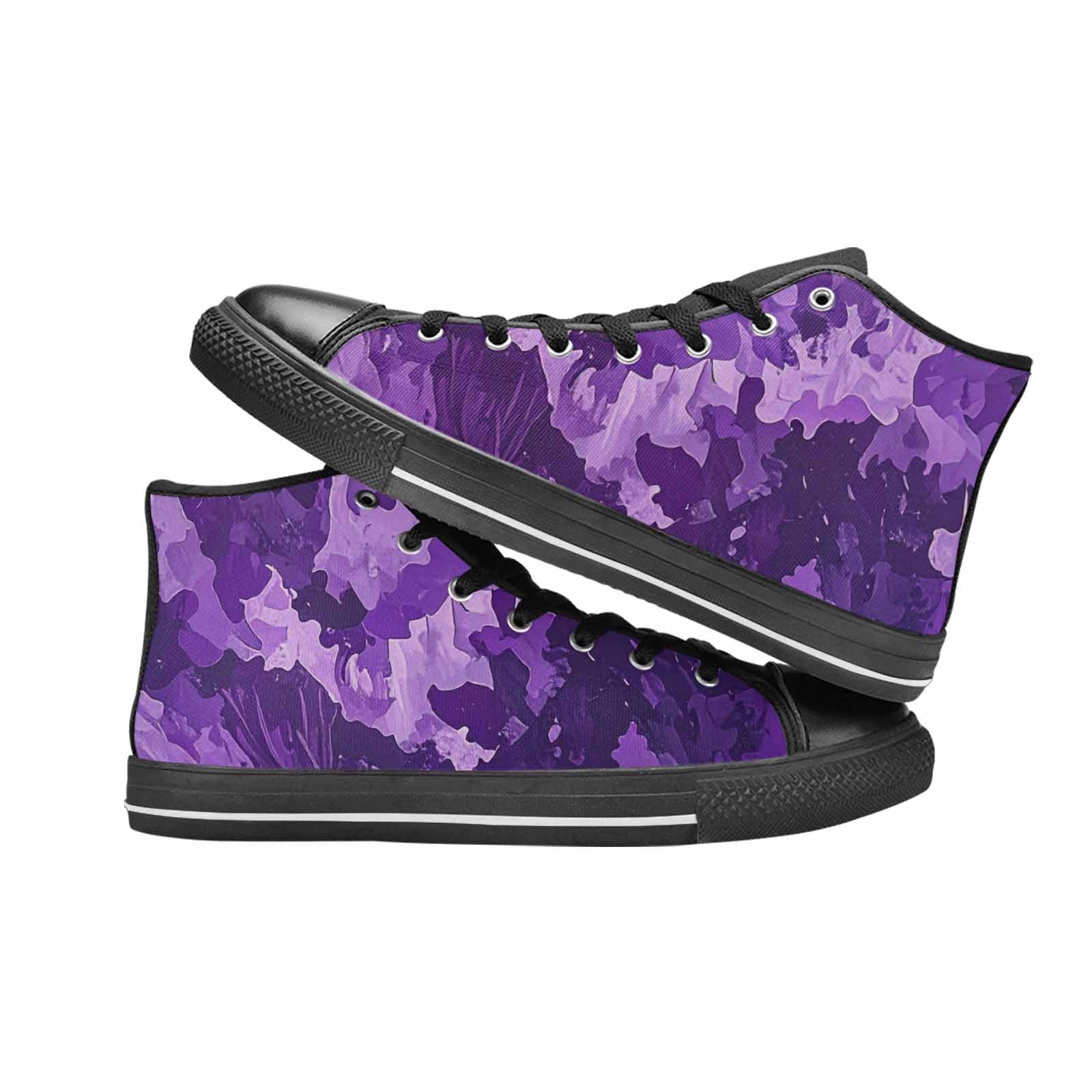 WOMEN'S Military Camouflage Blotch High Top Canvas Vibrant Chaos Shoes
