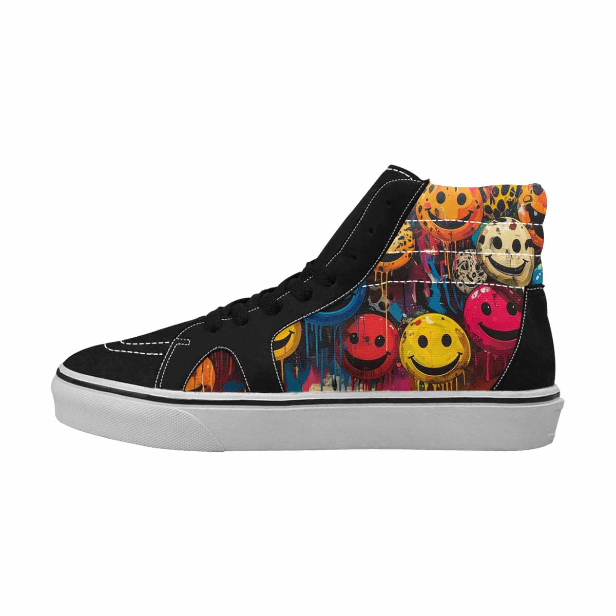 MEN'S Smiley Faces High Top Canvas Surreal Custom Shoes