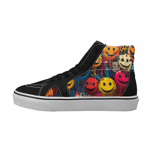 MEN'S Smiley Faces High Top Canvas Surreal Custom Shoes