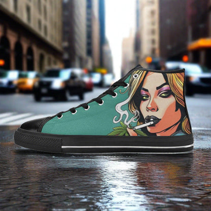 Phoenix Teal Gold Custom WOMEN Bold Art - Freaky Shoes | Custom Art Sneakers