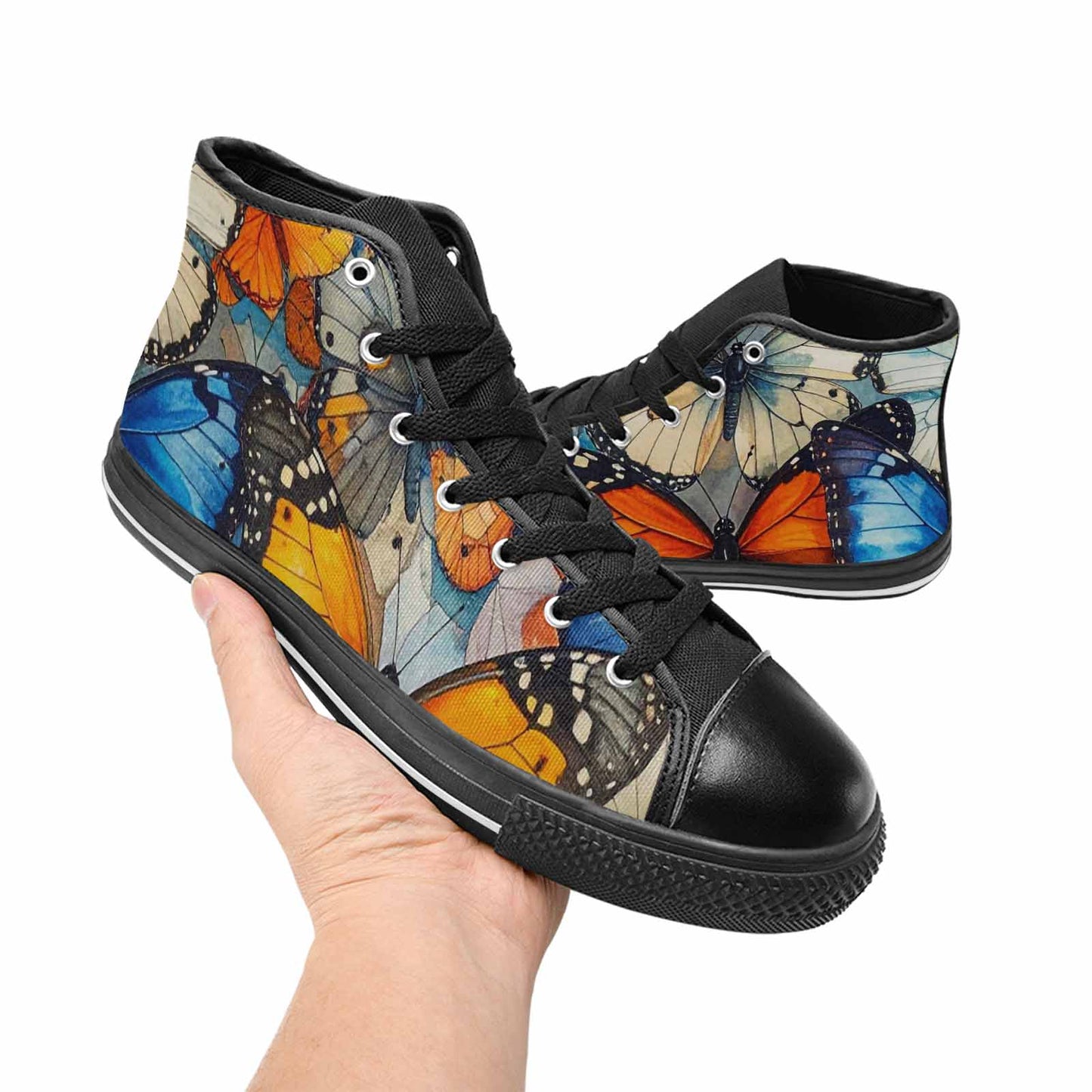MEN'S Butterfly Wing High Top Canvas Cottagecore Custom Sneakers