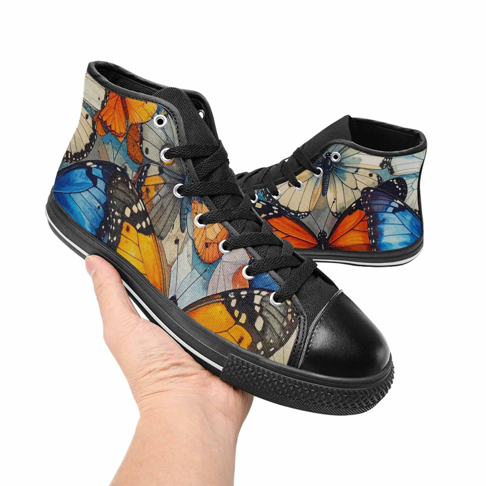 MEN'S Butterfly Wing High Top Canvas Cottagecore Custom Sneakers