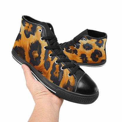 MEN'S Leopard Soft Airbrush Gradient High Top Canvas Grunge Shoes