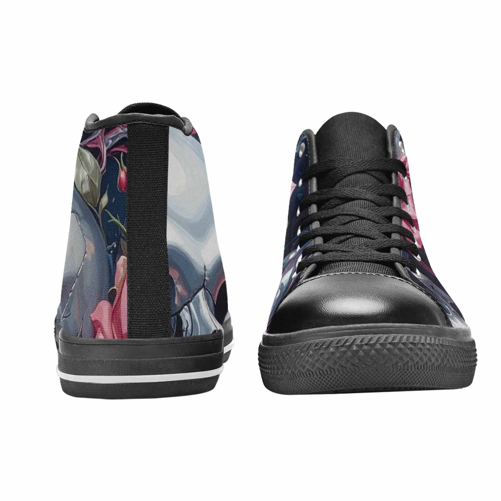MEN'S Skulls Roses Chrome Airbrush High Top Canvas Vibrant Chaos Sneakers