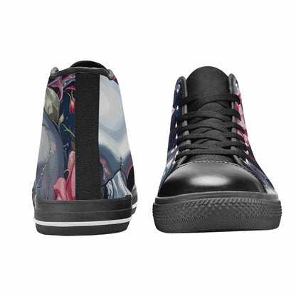 MEN'S Skulls Roses Chrome Airbrush High Top Canvas Vibrant Chaos Sneakers