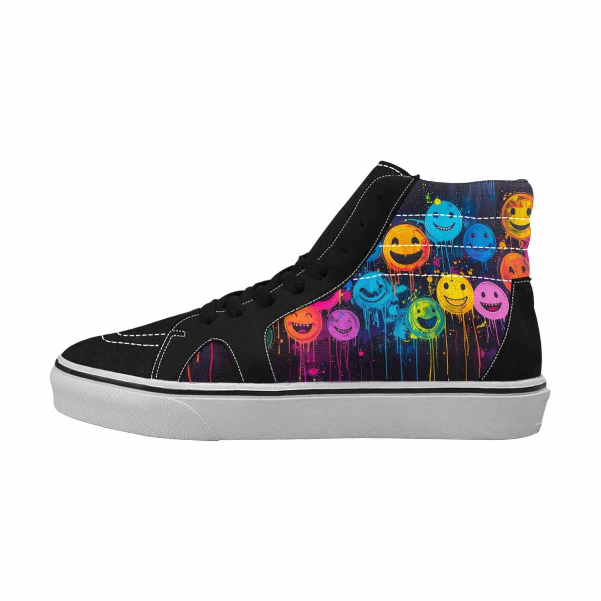 MEN'S Smiley Face High Top Canvas Wearable Art Wallpaper Art Original Art Sneakers