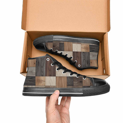 MEN'S Wood Grain Texture High Top Canvas Aesthetic Sneakers