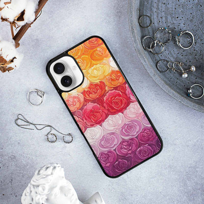 iPhone 16 Plus Case — Lesbian Flag Color Theme Small Rainbow, Custom Printed Phone Case