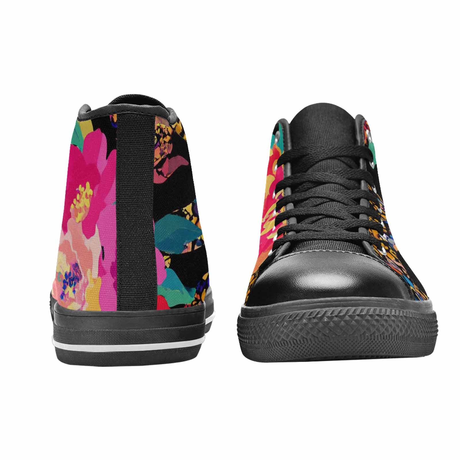 WOMEN'S Floral Snake Print High Top Canvas Surreal Custom Sneakers