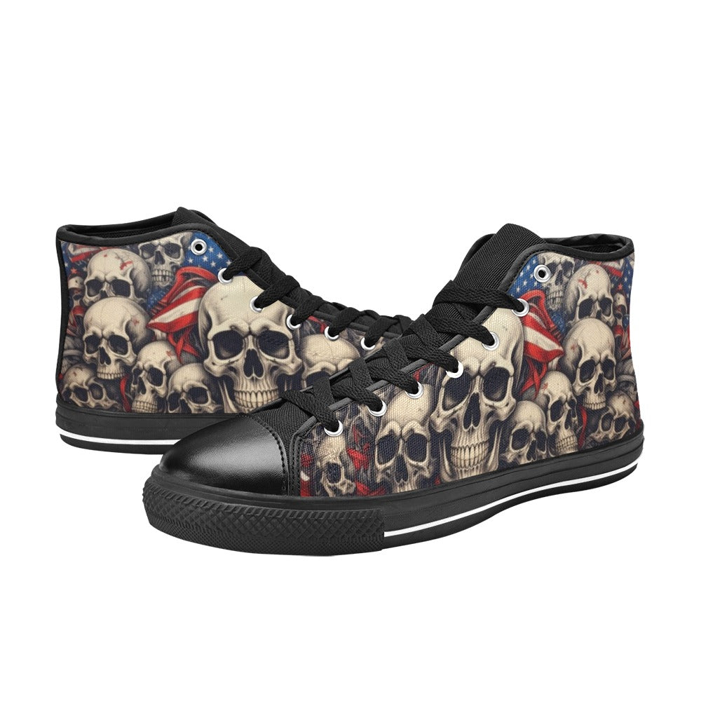 MEN'S Patriotic Skull Flag High Top Canvas Dark Academia Sneakers