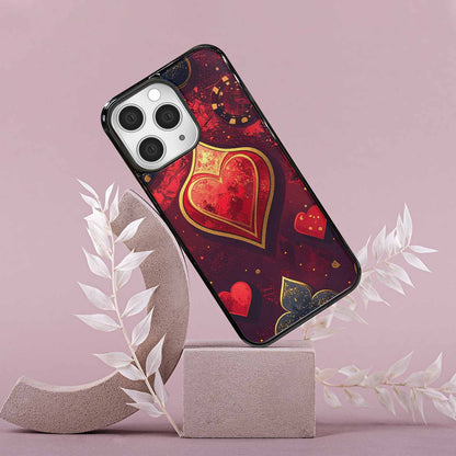 iPhone 15 Pro Max Case — Playing Card Suits Pattern Poker Chips, Unique Phone Case Design