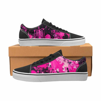 WOMEN'S Skeletons  Neon Pink Lace-Up Canvas Wallpaper Art Custom Sneakers