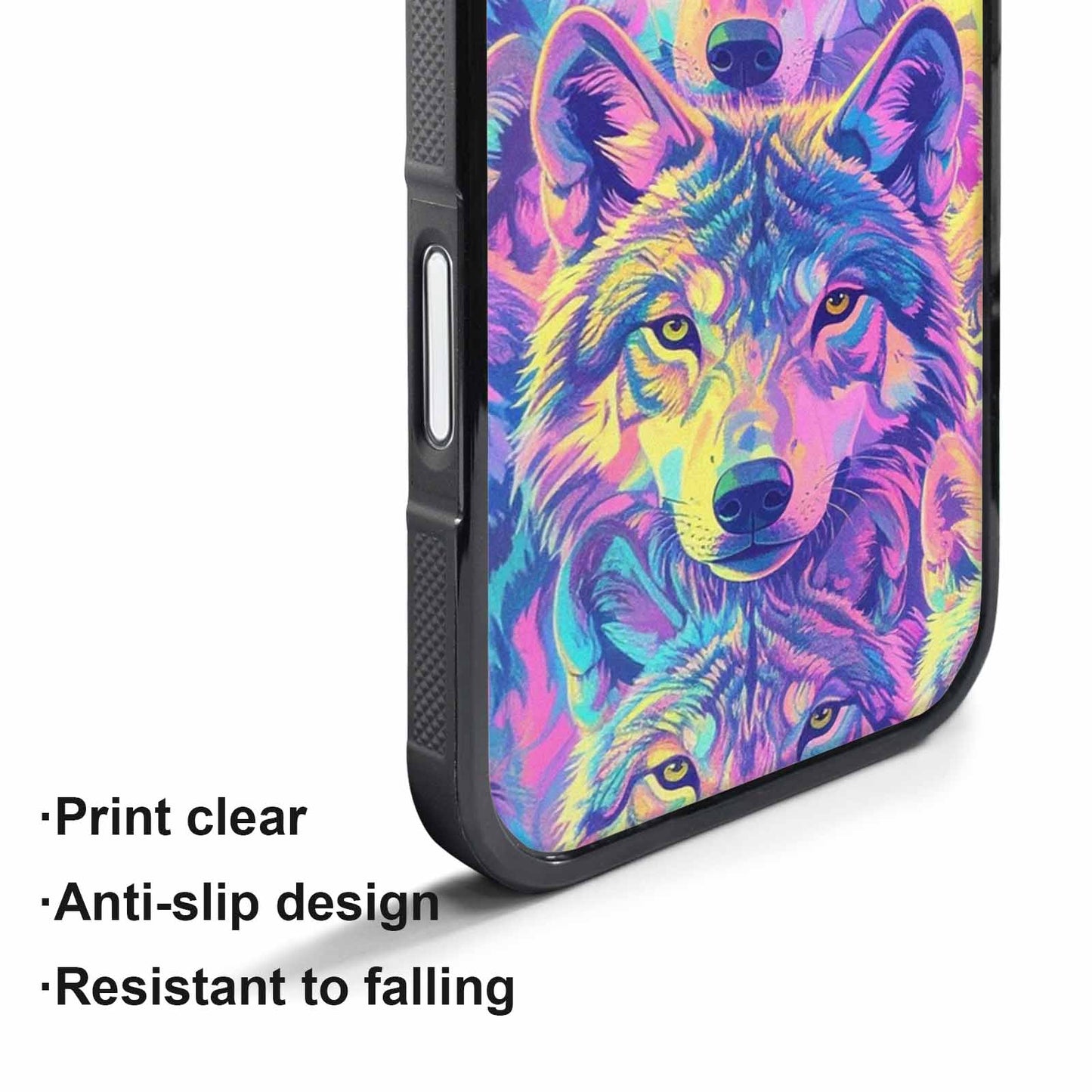 iPhone 17 Pro Case — Neon Zebra Print Wolf Animal Print, Custom Designed Case Cover