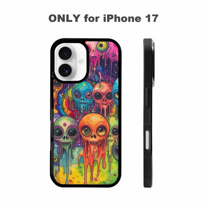 iPhone 17 Case — Melting Aliens Pattern Alien Scifi, Custom Phone Case