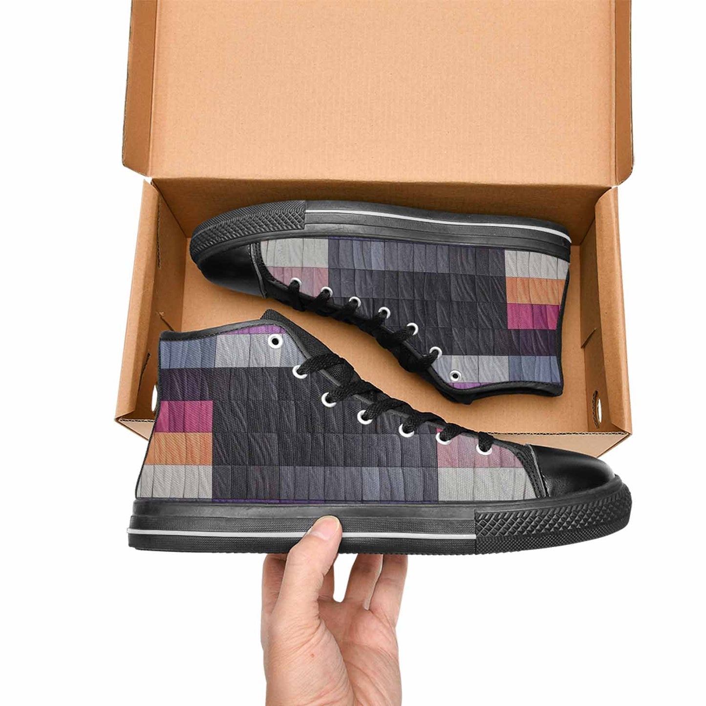 MEN'S Asexual Flag Color High Top Canvas Neon Fantasy Sneakers