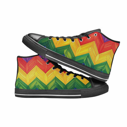 MEN'S Rainbow Pride Flag High Top Canvas Cottagecore Custom Shoes