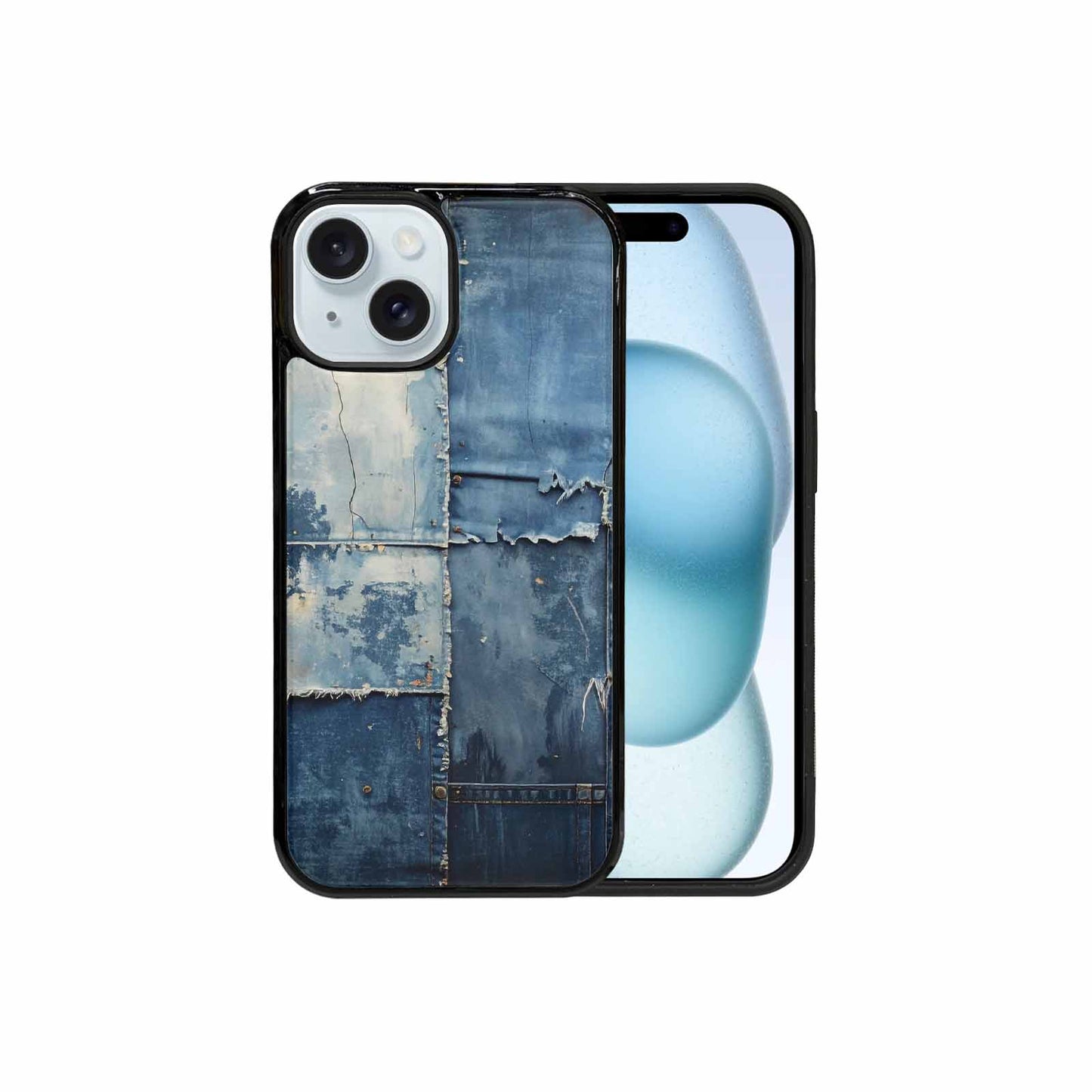 iPhone 15 Case — Denim Distressed Textures Print Edge To, Custom Print Case Cover