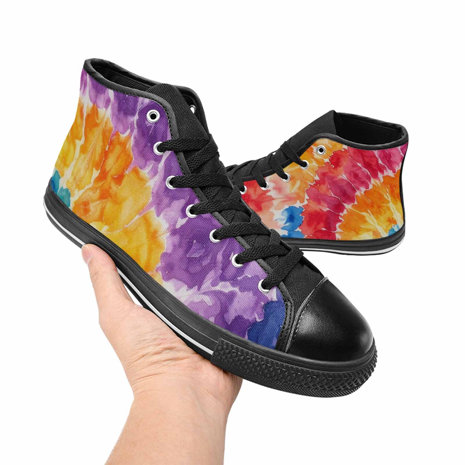 MEN'S Tie Dye Swirl High Top Canvas Aesthetic Custom Sneakers