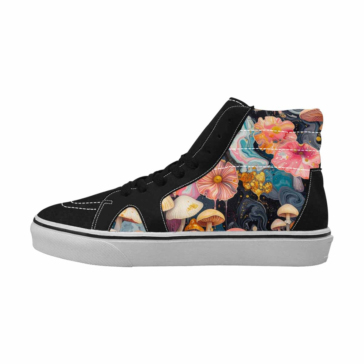 MEN'S Mushrooms High Top Canvas Vibrant Chaos Custom Sneakers