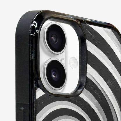 iPhone 16 Case — Hypnotic Spiral Optical Illusion Motif High, Custom Phone Case