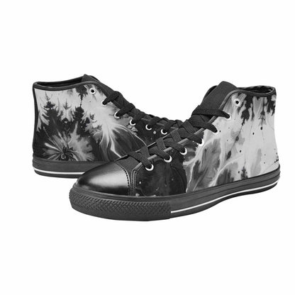 WOMEN'S Tie Dye Acid Wash Black White High Top Canvas Vivid Shoes