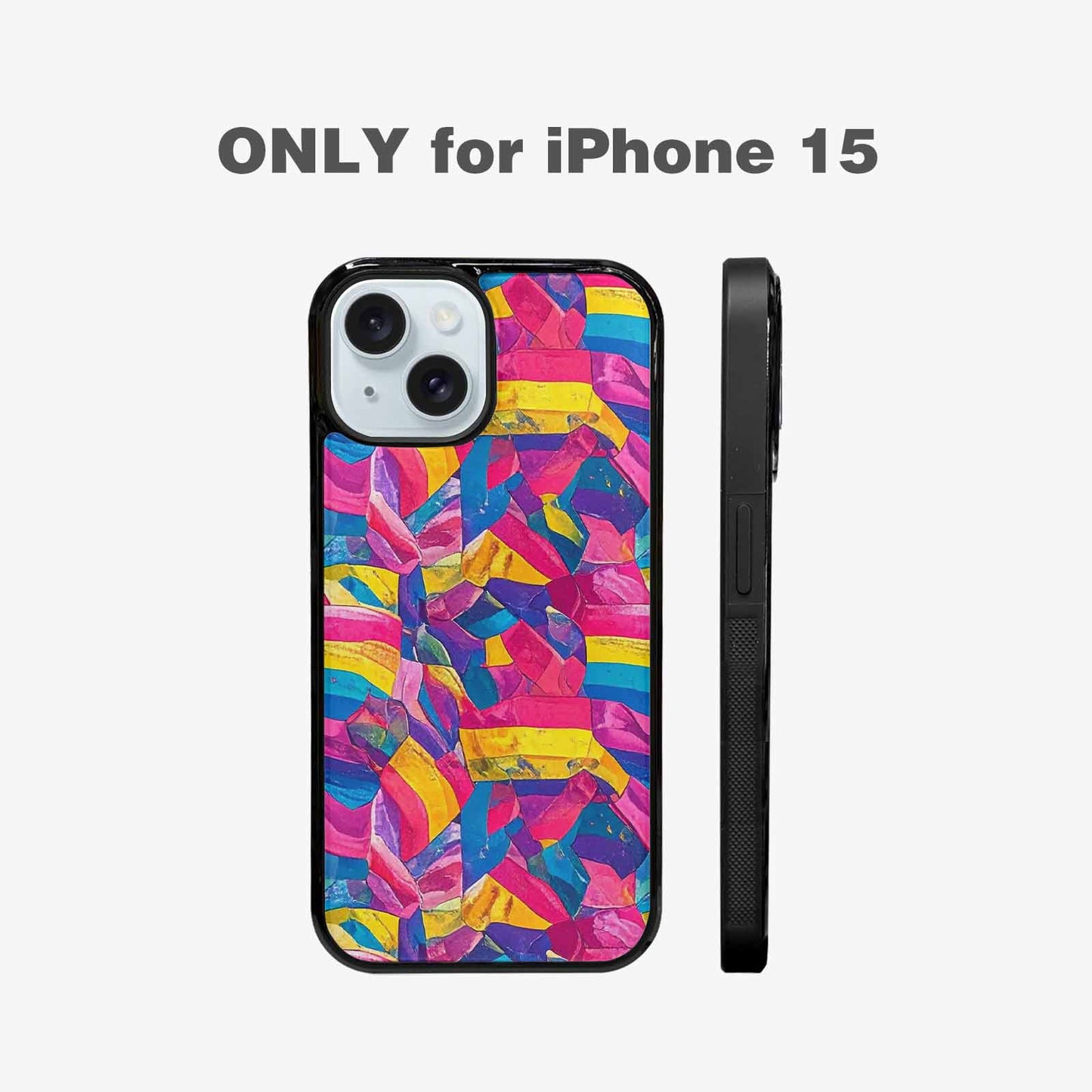 iPhone 15 Case — Pansexual Flag Color Theme Small Rainbow, Customized Protective Case