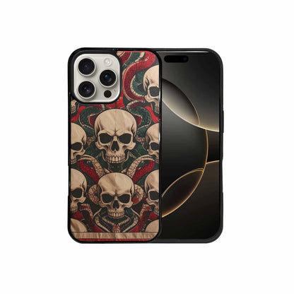 iPhone 16 Pro Max Case — Traditional Tattoo Style Skulls Entwined With, Custom Made Phone Cover
