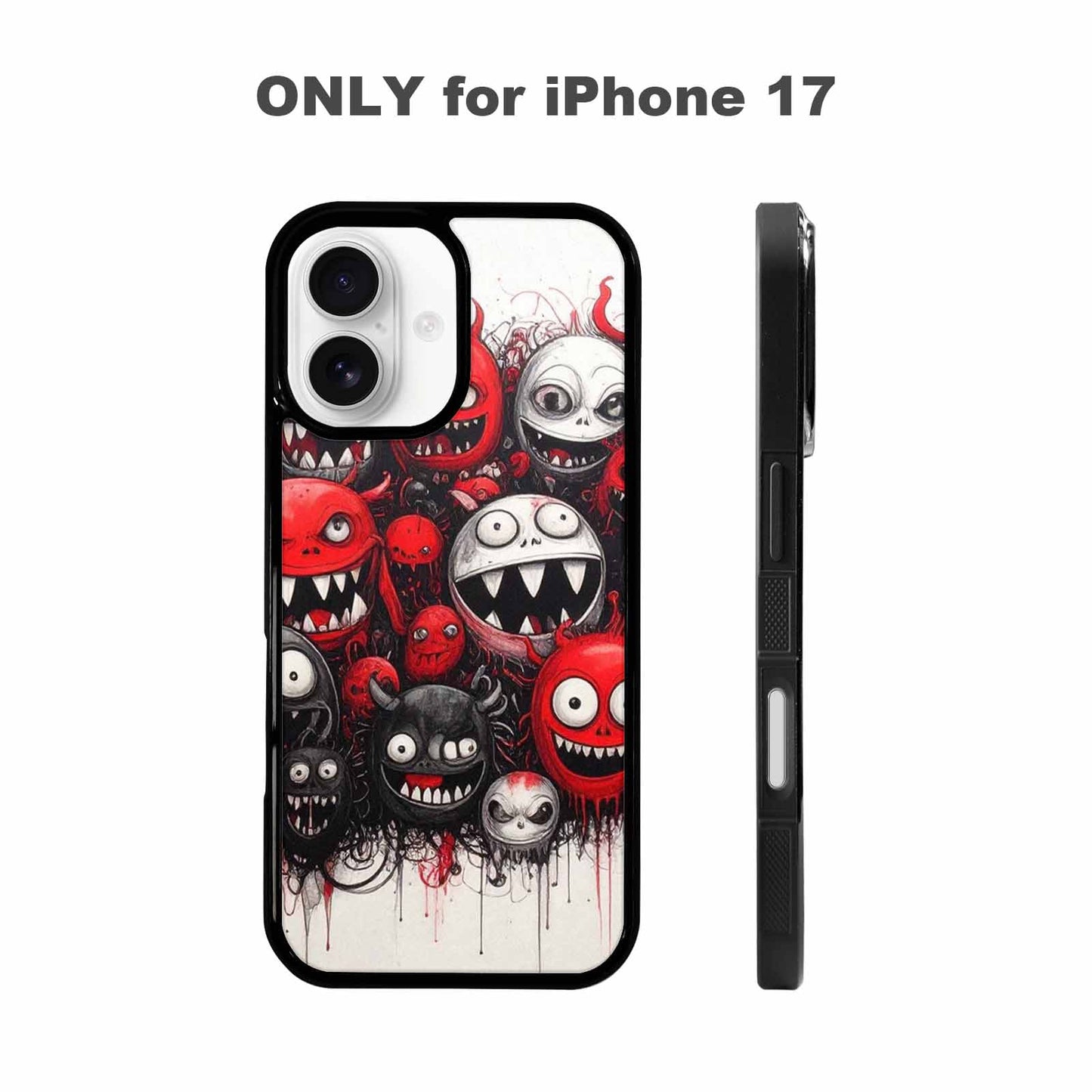iPhone 17 Case — Black &amp; Red Ink Cartoon Cute, Custom Phone Case
