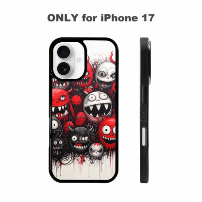 iPhone 17 Case — Black &amp; Red Ink Cartoon Cute, Custom Phone Case