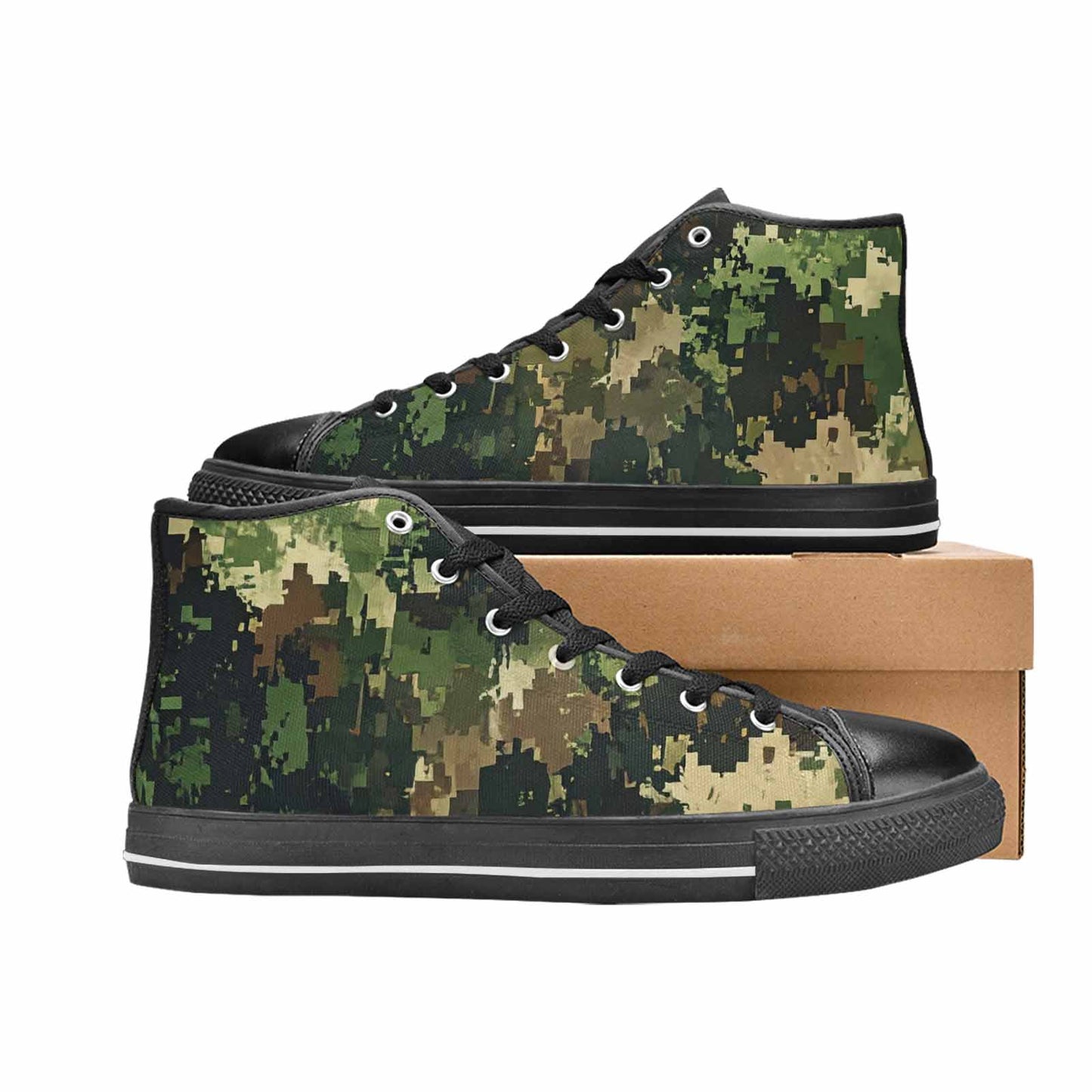 MEN'S Military Camouflage Blotch High Top Canvas Grunge Custom Sneakers