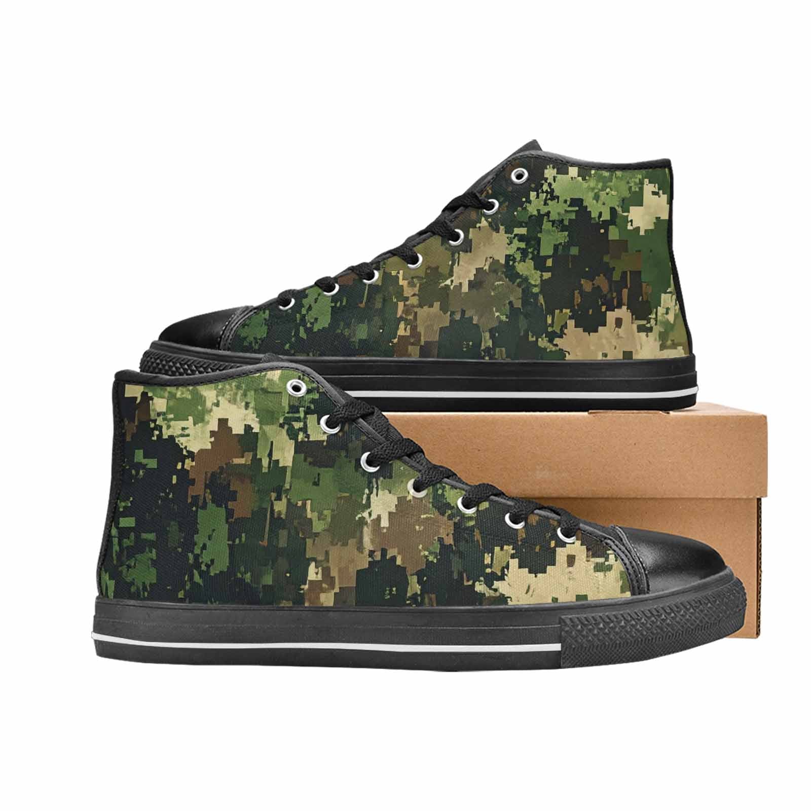 MEN'S Military Camouflage Blotch High Top Canvas Grunge Custom Sneakers