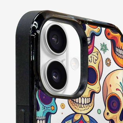 iPhone 16 Case — Vibrant Skull Seamless, Custom Phone Case