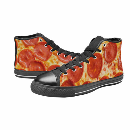 WOMEN'S Pepperoni Pizza Print High Top Canvas Grunge Custom Sneakers