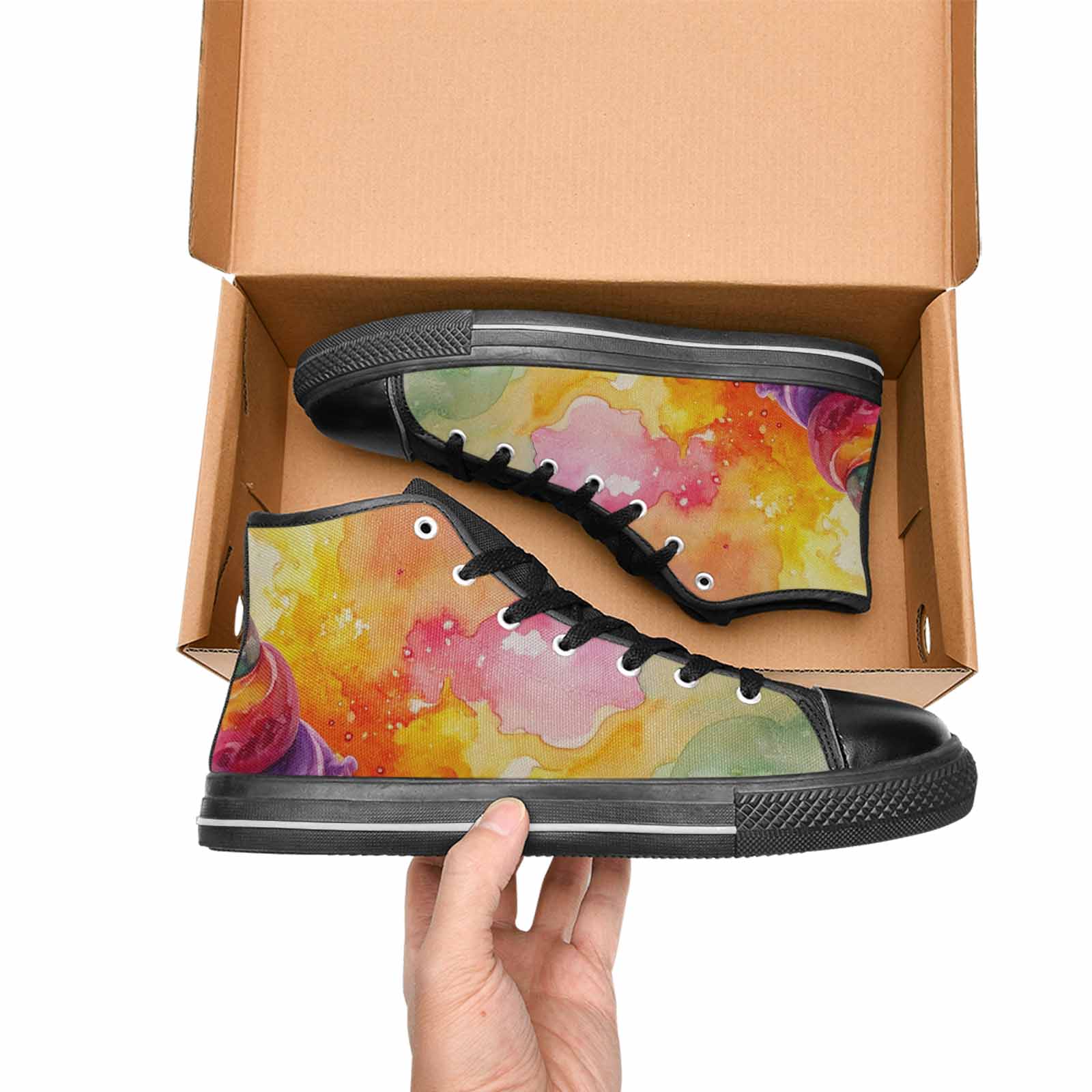 MEN'S Melting Icecream Collage High Top Canvas Cottagecore Shoes