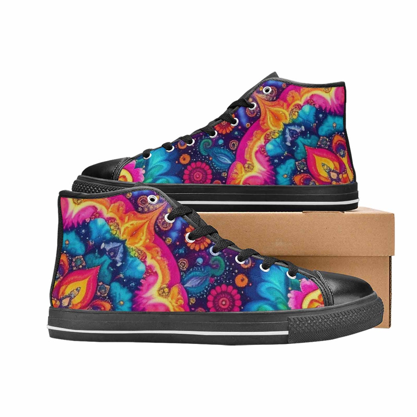 MEN'S Tie Dye Mandala High Top Canvas Aesthetic Custom Shoes