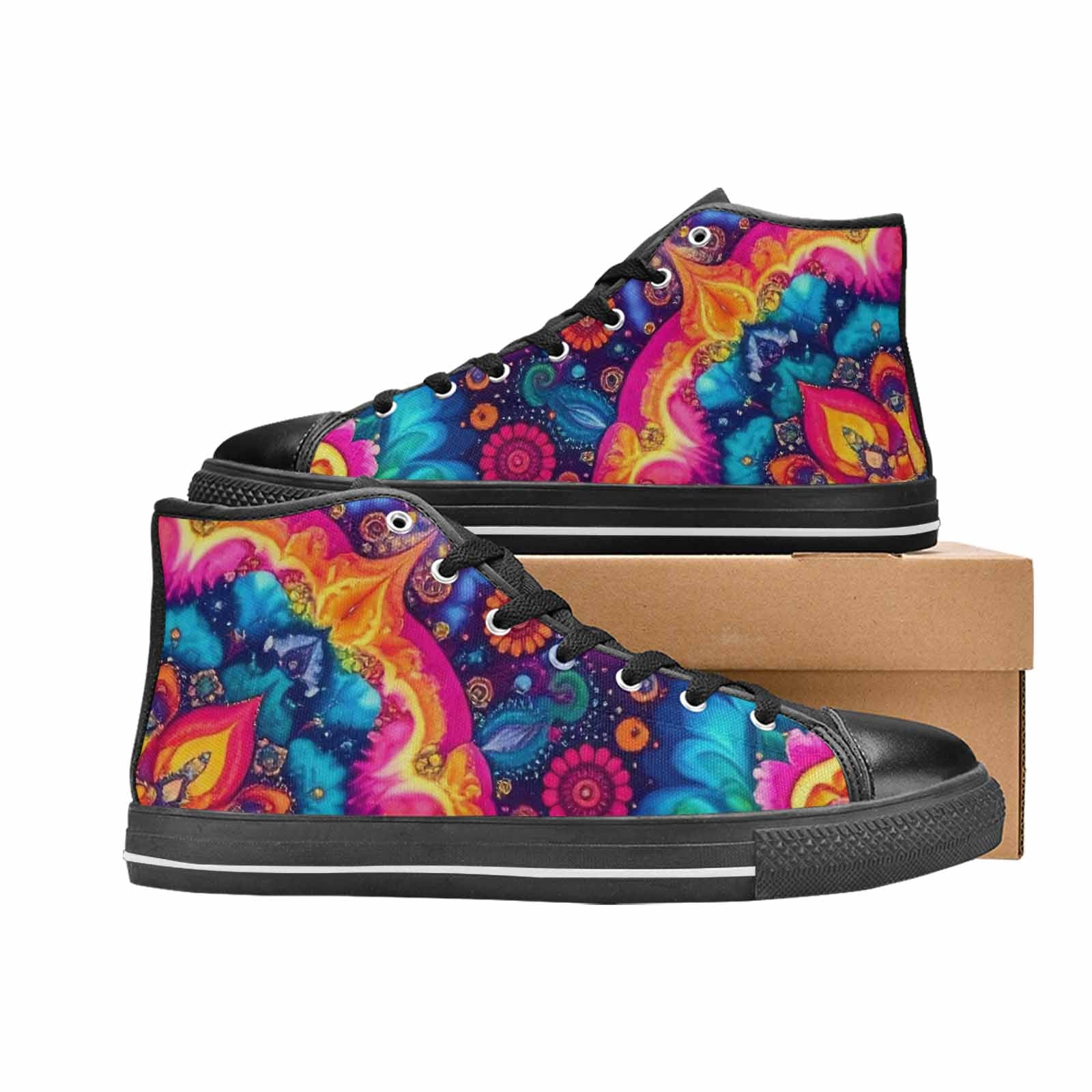 MEN'S Tie Dye Mandala High Top Canvas Aesthetic Custom Shoes