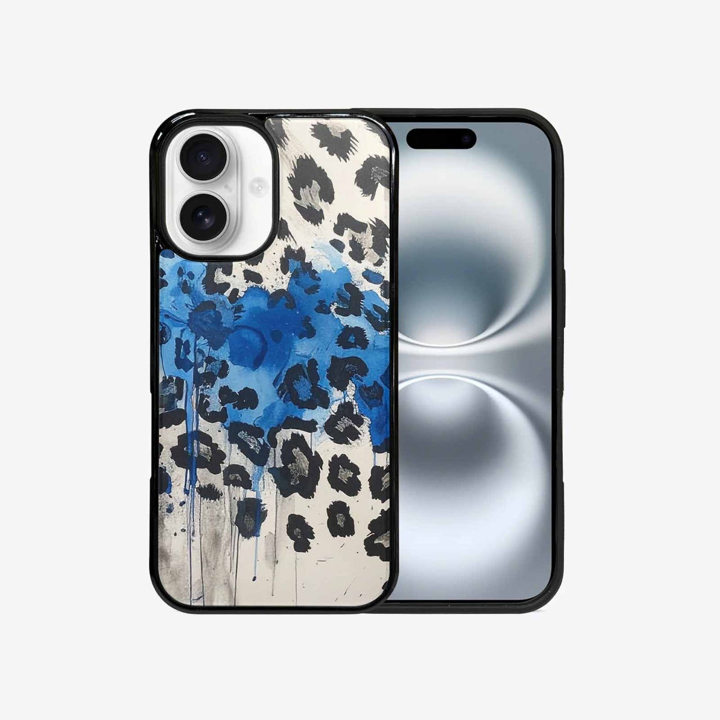 iPhone 16 Case — Animal Print Black Blue Ink Animal, Original Design Phone Case