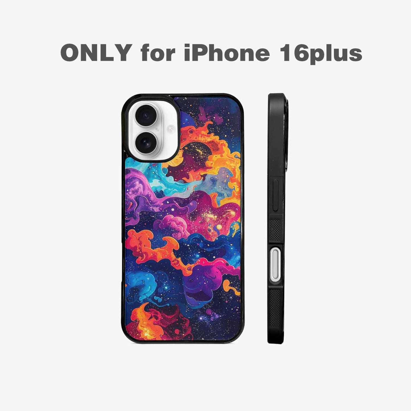 iPhone 16 Plus Case — Cosmic Creature And Object Mashup Pattern, Custom Designed Case Cover