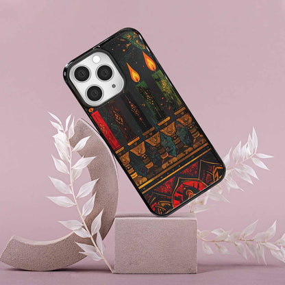 iPhone 15 Pro Max Case — Kwanzaa Kinara Pattern Seamless Repeat African, Custom Designed Case Cover