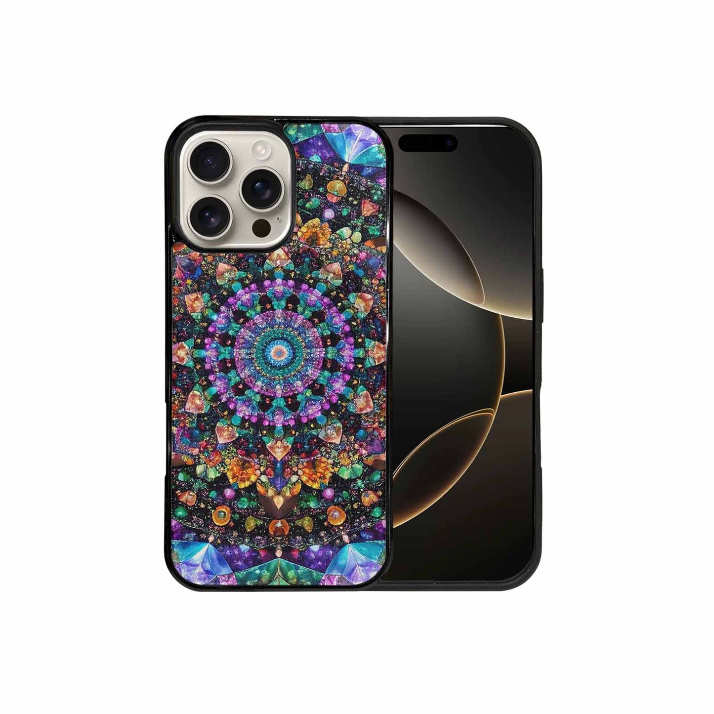 iPhone 16 Pro Max Case — Crystal Mandala Art Seamless Pattern Vibrant, Personalized Phone Case