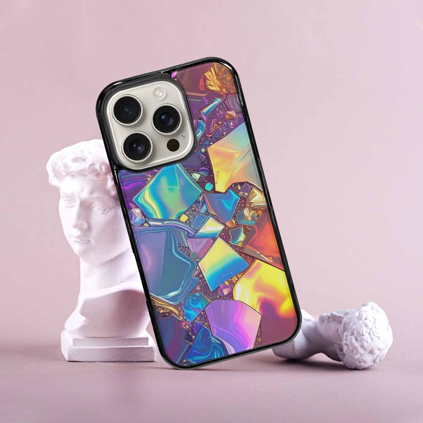 iPhone 16 Pro Case — Holographic Iridescent Shimmer Pattern Hundreds Of, Custom Phone Case