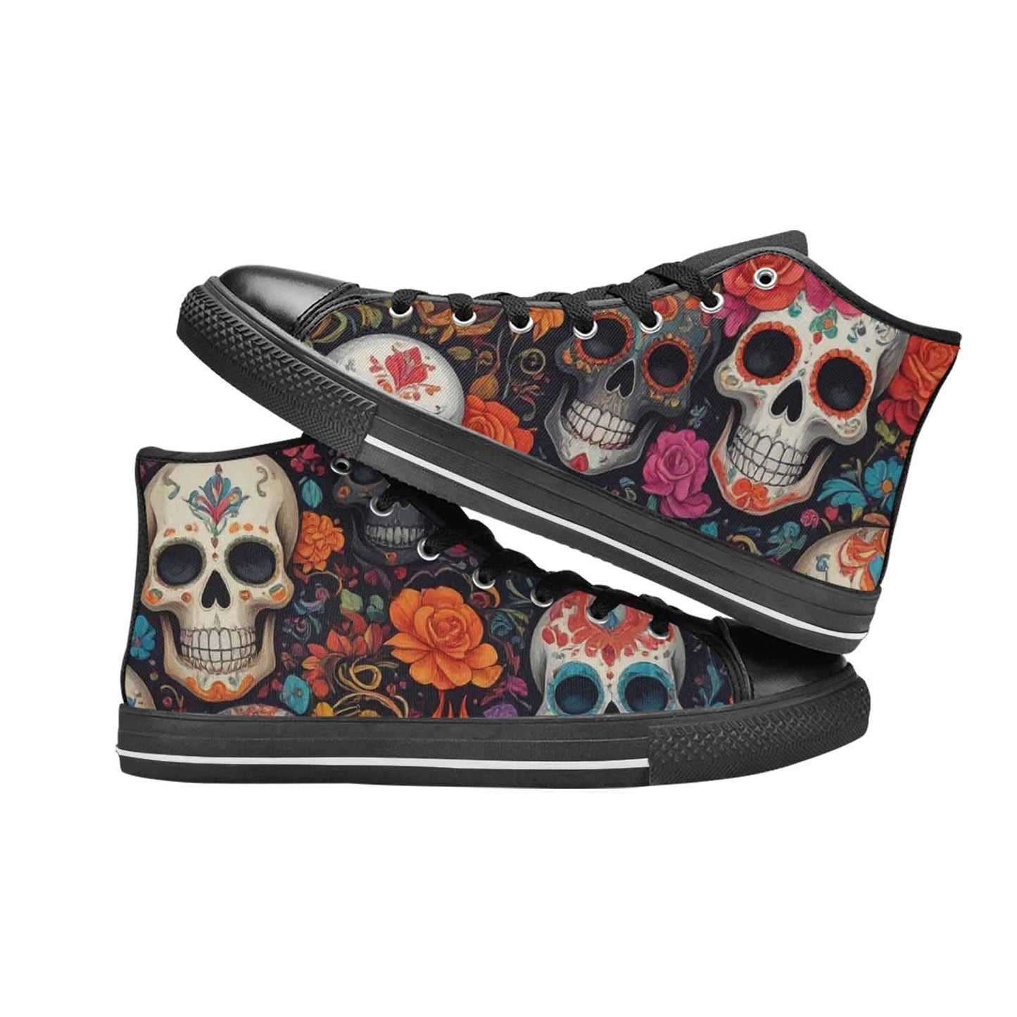 MEN'S Skull High Top Canvas Vibrant Chaos Sneakers