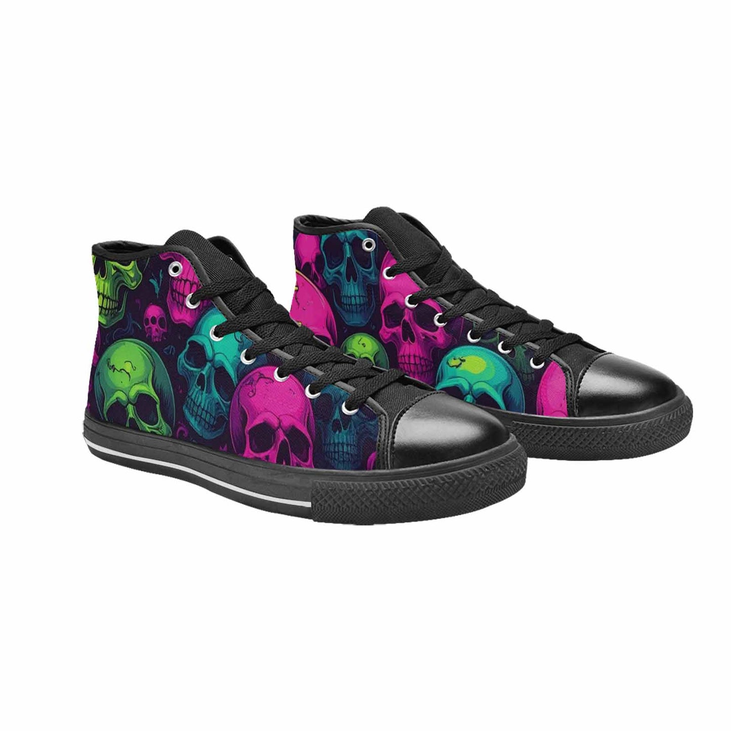WOMEN'S Skulls - Neon High Top Canvas Dark Academia Sneakers