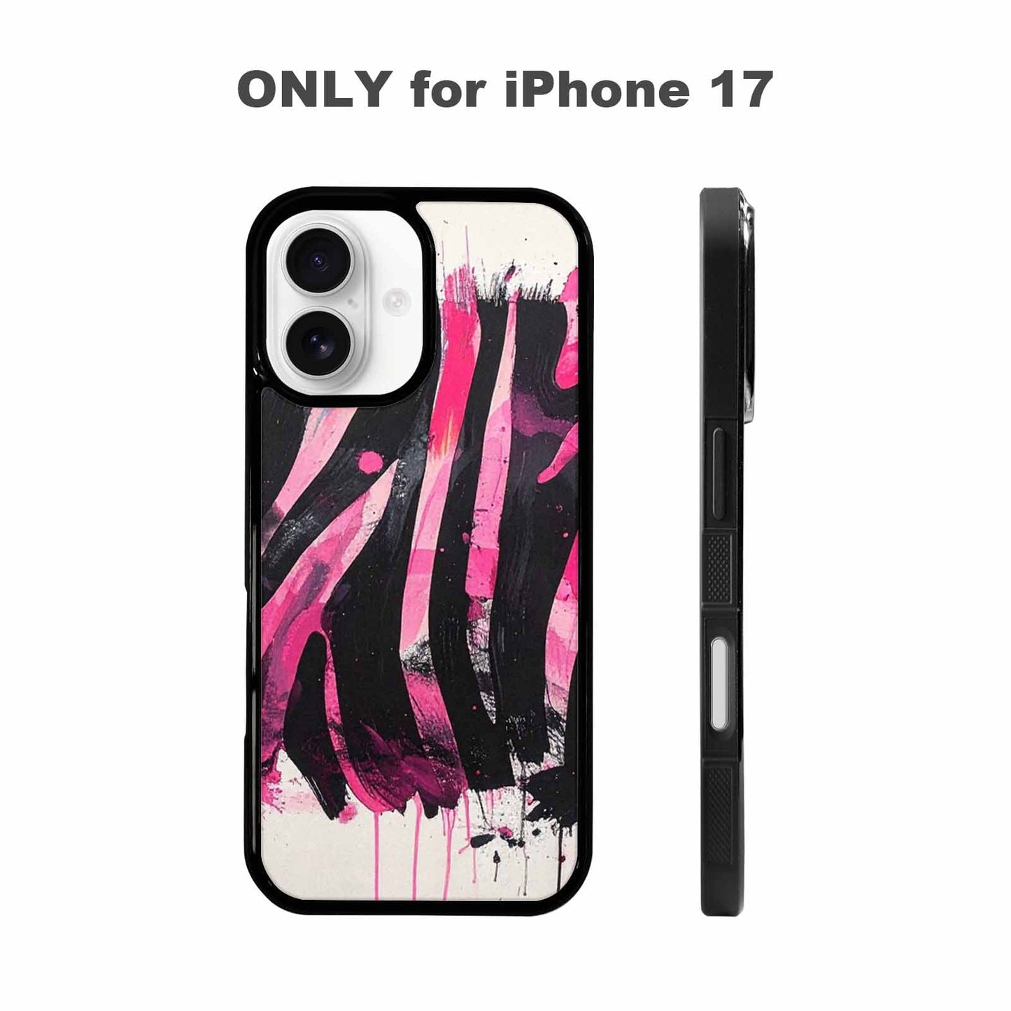 iPhone 17 Case — Black &amp; Pink Ink Animal Print, Unique Phone Case Design