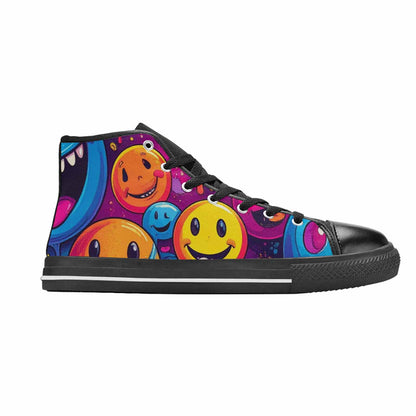 MEN'S Yellow Smiley Face High Top Canvas Y2K Custom Shoes