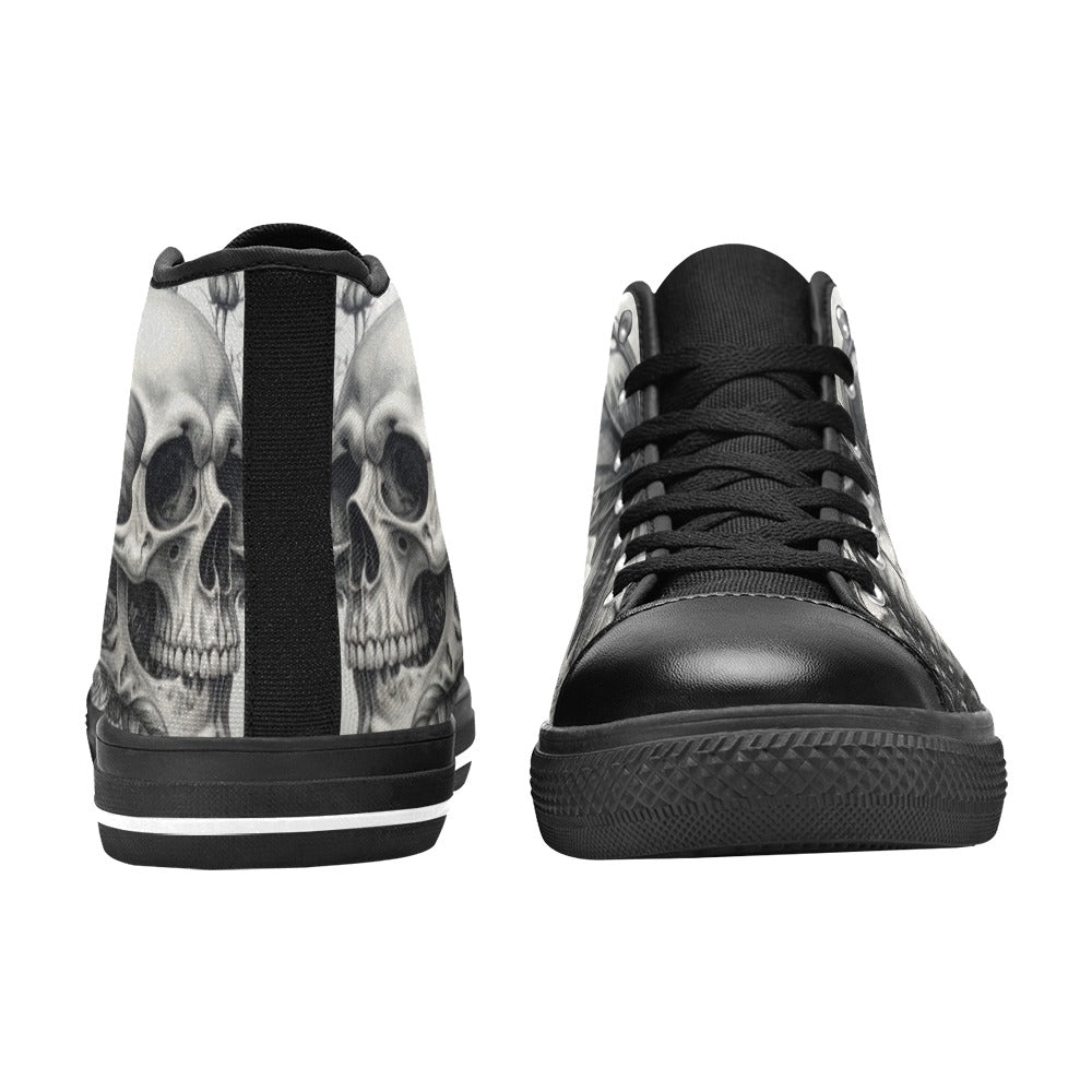Skull Gothic Rose Women's Dark Art Canvas Shoes | Freaky Shoes®