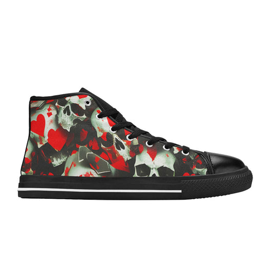 WOMEN'S Splatter Skulls High Top Canvas Grunge Custom Sneakers