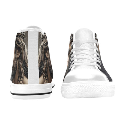 WOMEN'S Jesus_Ht_01 High Top Canvas Wallpaper Art Custom Sneakers