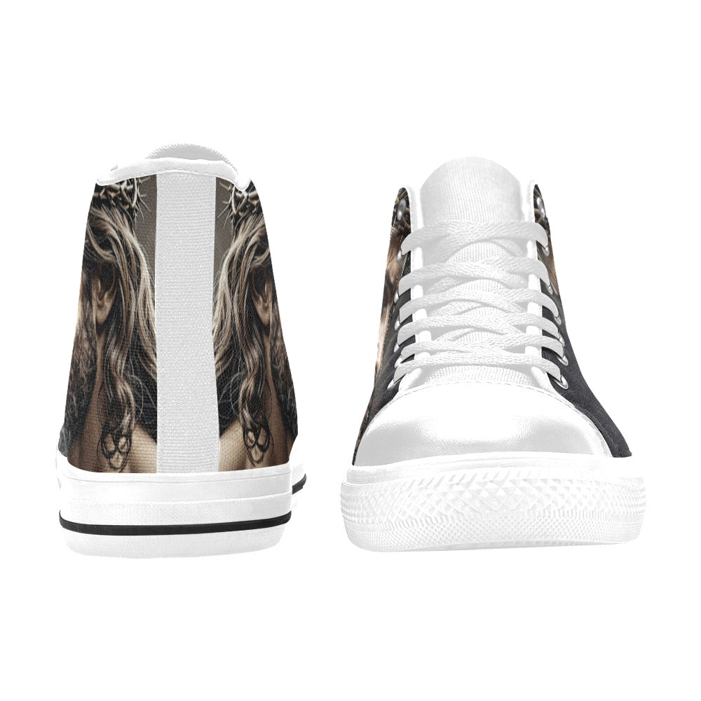 WOMEN'S Jesus_Ht_01 High Top Canvas Dark Academia Sneakers